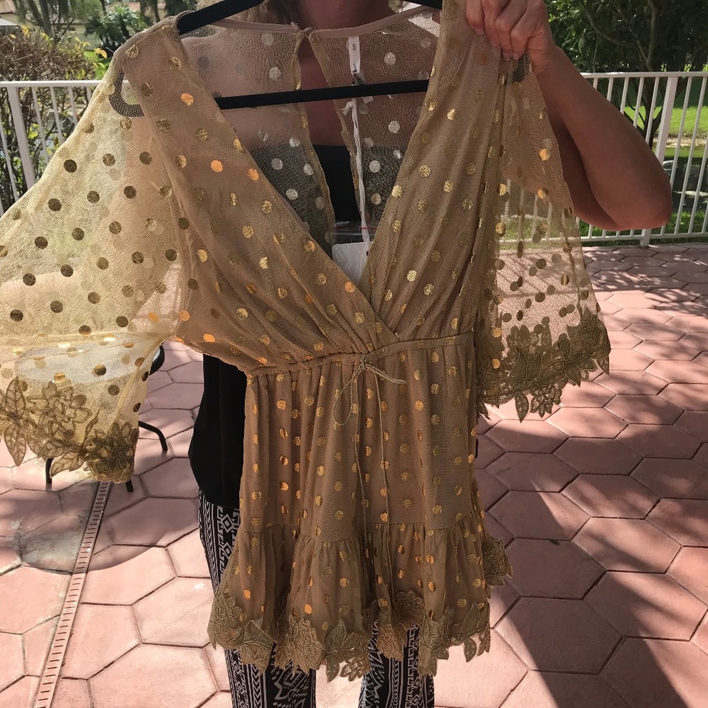 Gold V Neck Letters Of Love Mini Dress - Picture 5 of 8